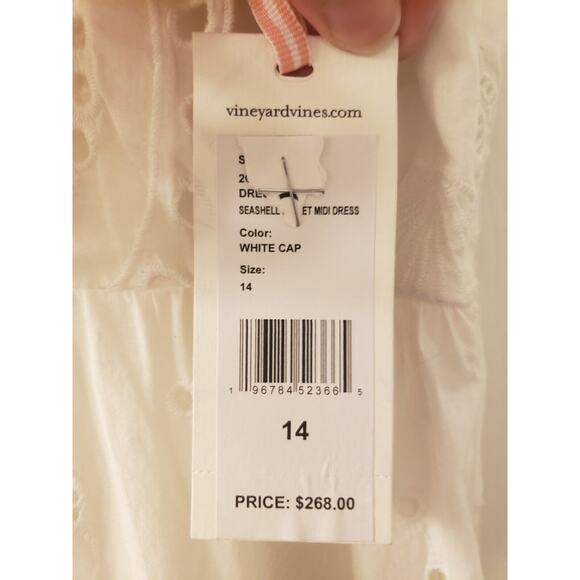 Vineyard Vines Seashell Eyelet Midi Dress White Lace Ruffle Size 14 NWT - Picture 10 of 13